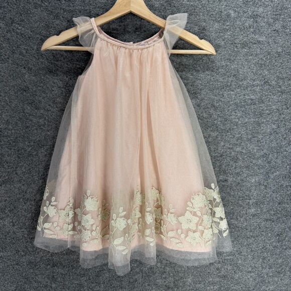 Catherine Malandrino Dress Girls 4T Beige Shift Short Lined Hook & Eye Casual - Picture 1 of 4